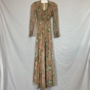 1970s Art Nouveau Maxi Dress